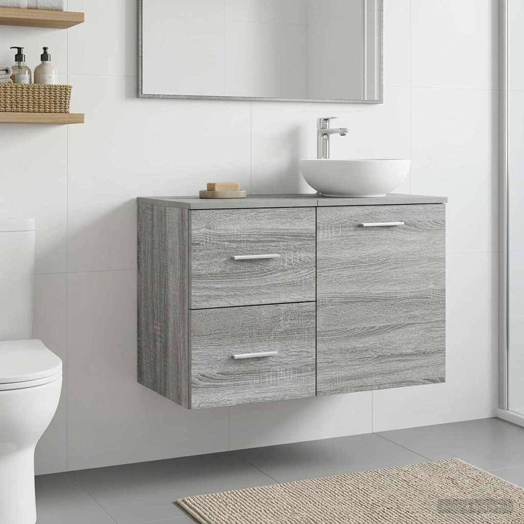 Walplus Wood Bathroom Cabinet with 2 Drawers - Grey Sonoma - 30 x 41 x 50 cm - Image 3