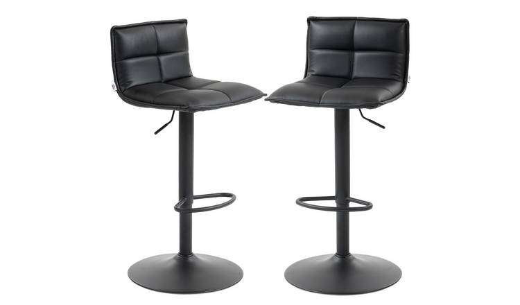 HOMCOM Set of 2 PU Leather Swivel Height Adjustable Bar Stools – Black