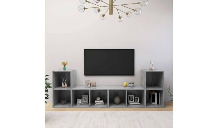Walplus 4 Piece Engineered Wood TV Cabinet - Grey - 72 x 35 x 36.5 cm