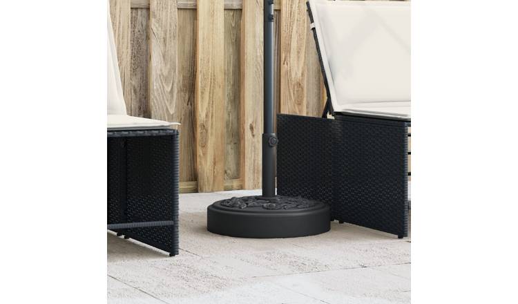 Walplus Floral Pattern Parasol Base for 48mm Poles Round - Black - 45 x 35 cm