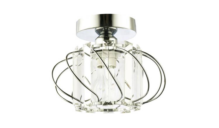 Happy Homewares Polished Chrome with Clear Crystal Glass Ceiling Light - 22cm