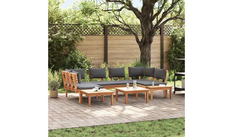 Walplus 4 Piece Garden Sofa Set Open Shelf - Brown and Grey - 60 x 60 x 30 cm