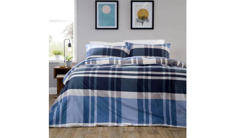 New Edge Blinds Dylan Check Blue Duvet Set - King
