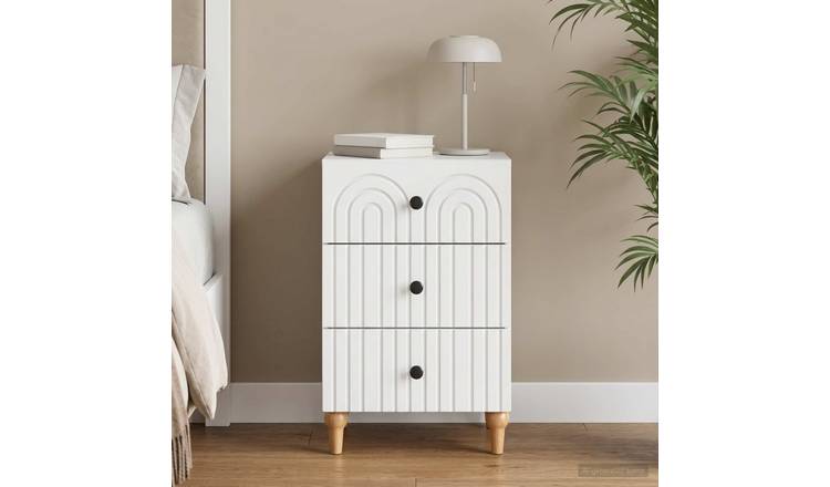 Walplus Engineered Wood Bedside Table - White - 43 x 41 x 66.5 cm
