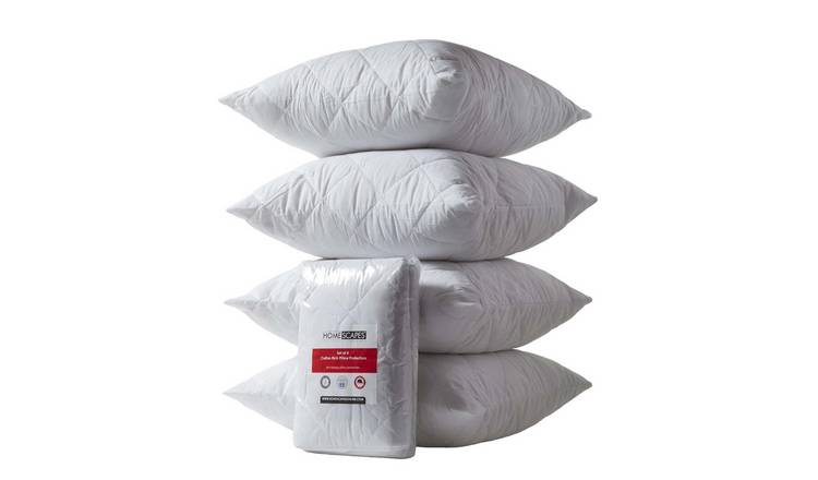 Homescapes Pack of 4 Square Quilted Pillow Protectors - 60 x 60 cm
