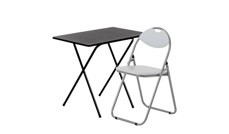 Harbour Housewares Black Wooden Folding Desk & Chair Set - White