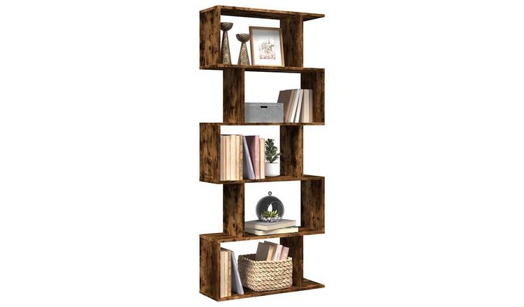 Walplus 5 Tier Engineered Wood Book Cabinet - Dark Oak - 70 x 24 x 161 cm