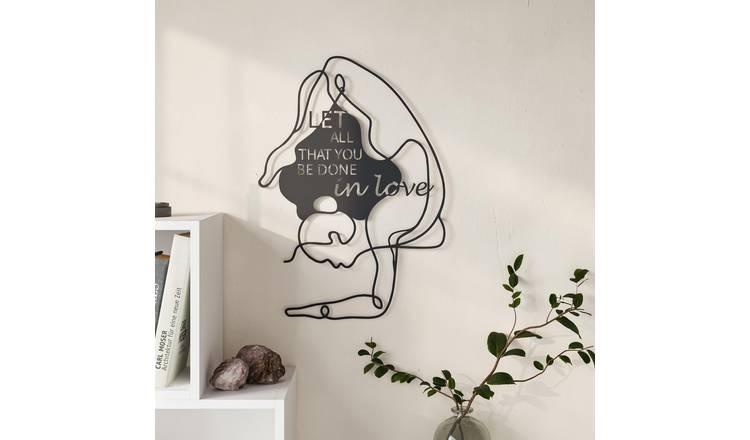 Decortie Metal Decorative Do In Love Wall Art Metal Wall Hanging - Black