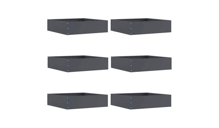 Walplus Pack of 6 Steel Lawn Edging - Anthracite - 50 x 50 x 13 cm