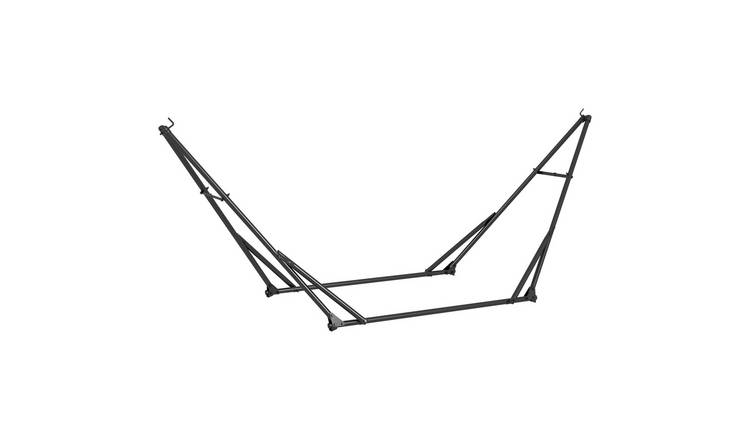Outsunny 2 in 1 Metal Foldable Portable Hammock - Black