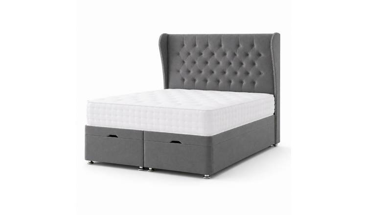 Comfy Deluxe Oscar 4ft Small Double  Ottoman End Lift  Bed Set - Naples Grey
