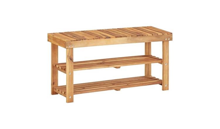Walplus Acacia Wood Shoe Rack - Natural - 90 x 32 x 46 cm
