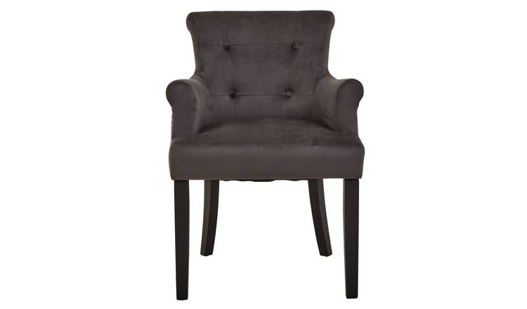 Orsina Doucet Velvet Dining Chair with Ring Back – Black and Grey