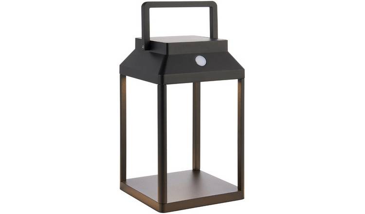 Loops Direct Aluminium Solar Powered Outdoor Table Lamp - Textured Black