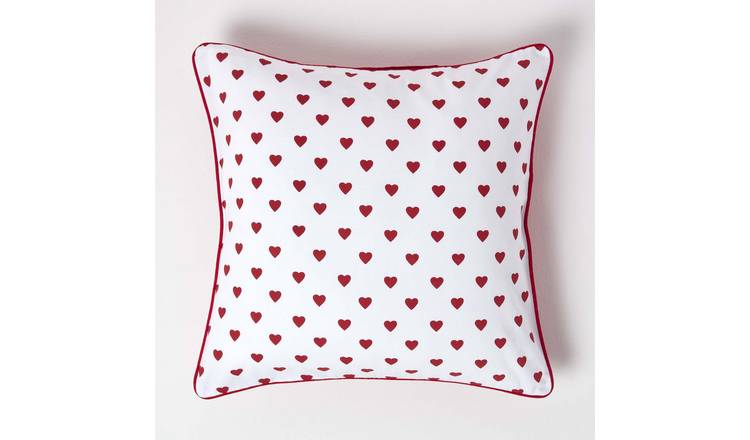 Homescapes Red Printed Cotton Cushion Cover - 60 x 60 cm
