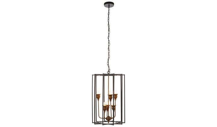 Orsina Allas 6 Bulb Pendant Light - Black And Bronze