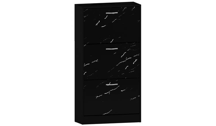 Vida Designs 3 Drawer Shoe Cabinet - Black Marble