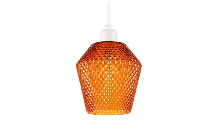 Happy Homewares Orange Compact Diamond Glass Pendant Shade - 17cm
