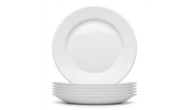 Argon Tableware Round Opalware Buffet Dinner Plates - Pack of 6