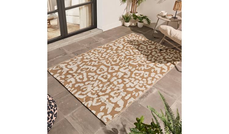 OHS Leopard Print Outdoor Garden Rug - 160 x 230cm - Neutral