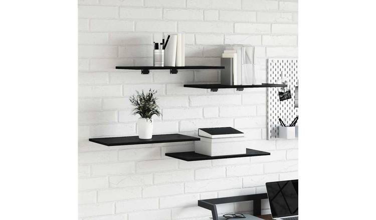 Walplus 3 Tier Engineered Wood Bookshelf - Black - 60 x 30 x 1.5 cm