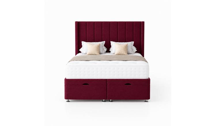 Comfy Deluxe  Ameila Wing 3ft Single End Lift Ottoman Bed Set - Burgundy