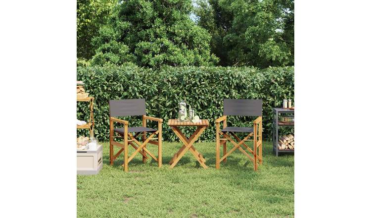 Walplus 2 Piece Wood Folding Directors Chairs - Grey - 55 x 54 x 85 cm