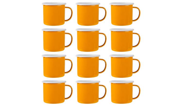 Argon Tableware Coloured Enamel Mugs - 375ml - Yellow - Pack of 12