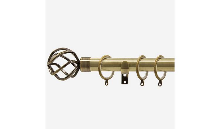 New Edge Blinds Antique Brass 28mm Cage Fixed Metal Curtain Pole - 470cm