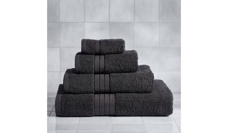 OHS Plain Pure Cotton Bath Towel - 70 x 115cm - Charcoal