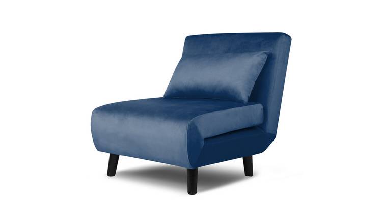 HomeGardenDirect Aurora Single Seat Velvet Sofa Bed - Blue