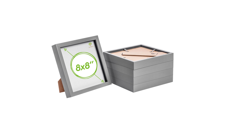 Nicola Spring 3D Box Photo Frames - 8 x 8" - 6 x 6" Mount - Grey - Pack of 5