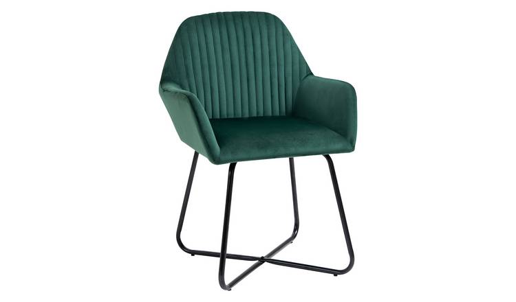 HOMCOM Velvet Modern Accent Chair with Metal Base for Living Room - Green