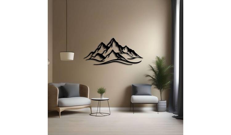 Decortie Metal Wall Art-Mountain Metal Wall Art, Black