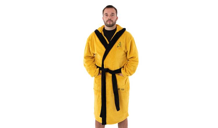 Star Trek Adult Large Mens Hooded Bathrobe - Yellow