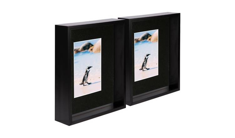 Nicola Spring 8" x 10" Black 3D Deep Box Photo Frame 4" x 6" Mount - Set of 5