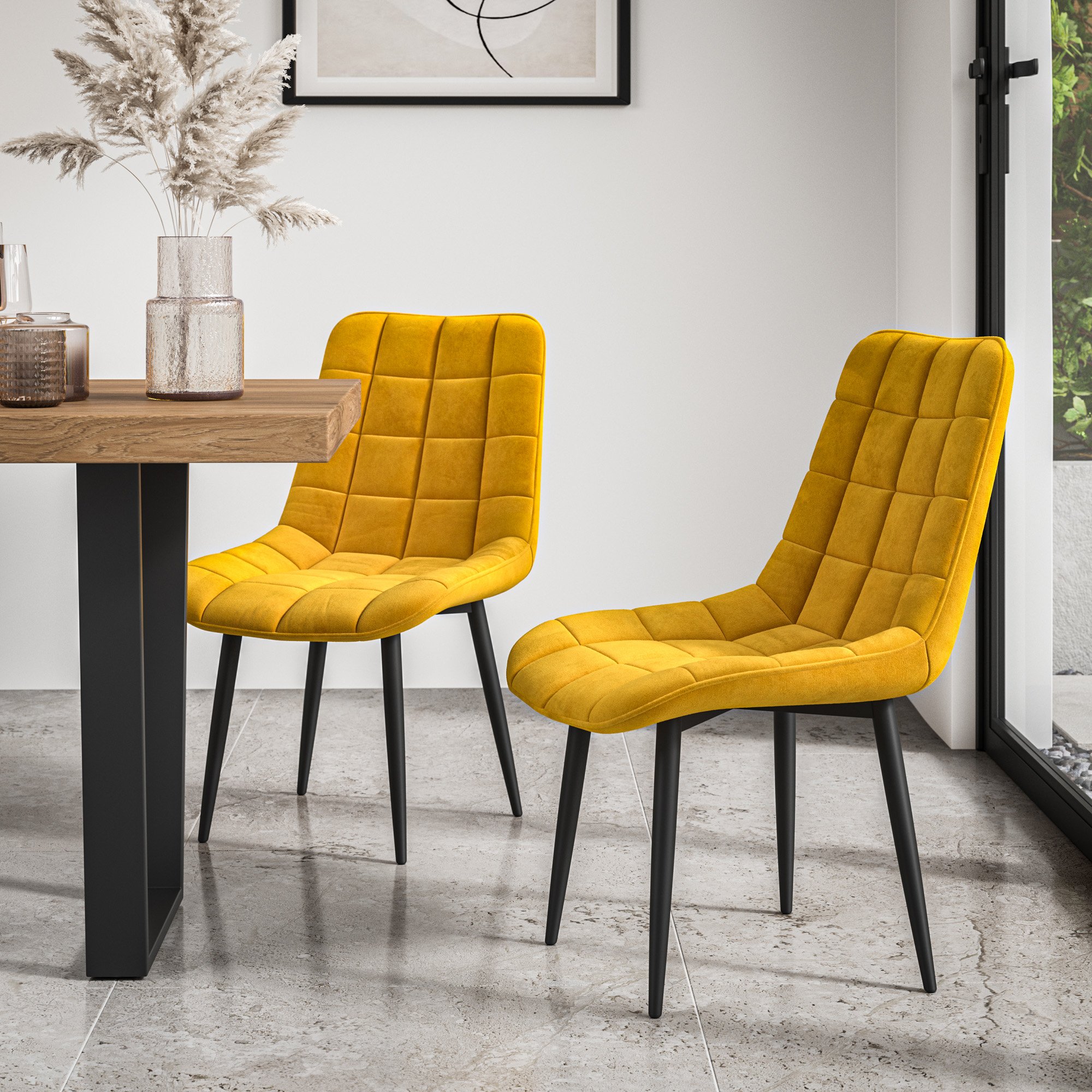 Furniture Online Etta Nova Glass Top Dining Table & 4 Mustard Chairs - Image 5