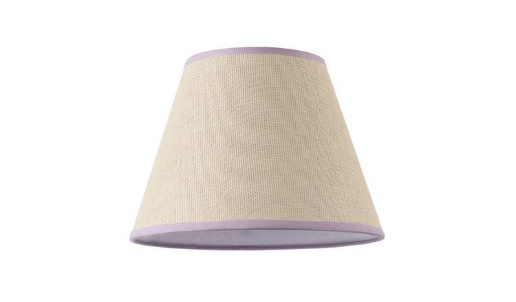 Happy Homewares Rattan Tweed with Lilac Cotton Fabric Trims Lampshade - 25cm