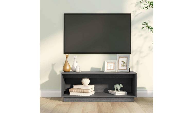 Walplus Solid Pine TV Cabinet - Grey - 90 x 35 x 35 cm