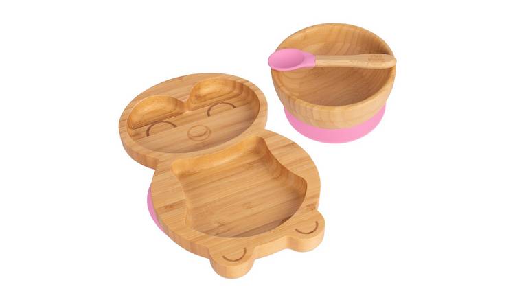 Tiny Dining Children's Bamboo Suction Penguin Dinner Set - Pink