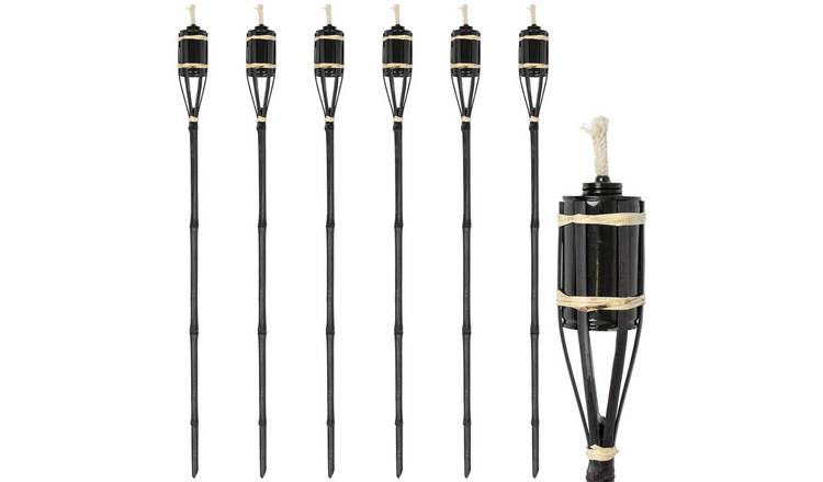 Harbour Housewares Bamboo Garden Torches - 113cm - Black - Pack of 6