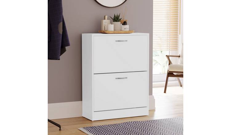 Vida Designs 2 Drawer Shoe Cabinet - White
