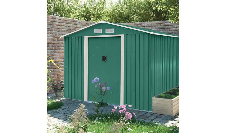 Charles Bentley 8ft x 10ft Metal Garden Storage Outdoor Shed Zinc Frame - Green