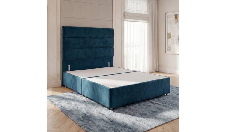 Somnior Regent Velvet Small Single Divan Bed 54" Headboard - Navy