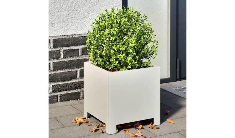 Walplus Steel Garden Planter - White - 30 x 30 x 30 cm