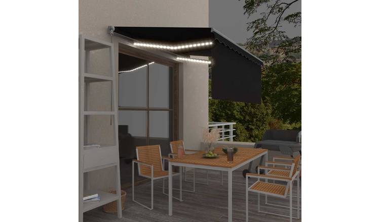 Walplus Polyester Retractable Awning - Anthracite - 350 x 250 cm - 3.5 x 1.2 cm