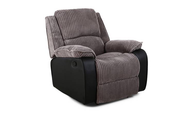 Furniture Online Postana Jumbo Cord Fabric Manual Recliner Chair - Grey
