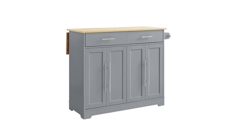 SoBuy 2 Drawer 4 Door 1 Shelf Extendable Worktop Kitchen Trolley - Grey - Grey