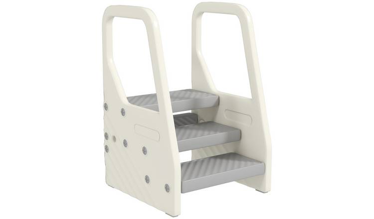 AIYAPLAY 2 to 5 Years 3 Step Non-Slip HDPE Step Stool – Cream