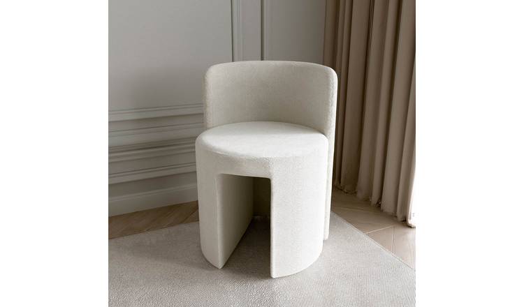 CARME Home Lottie Bouclé Stool - Ivory